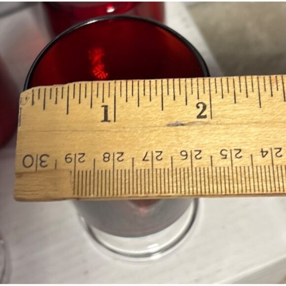 Set Of 6 Vintage Rudy Red Glass Pedestal Cups 3.75” Tall France - Picture 9 of 9